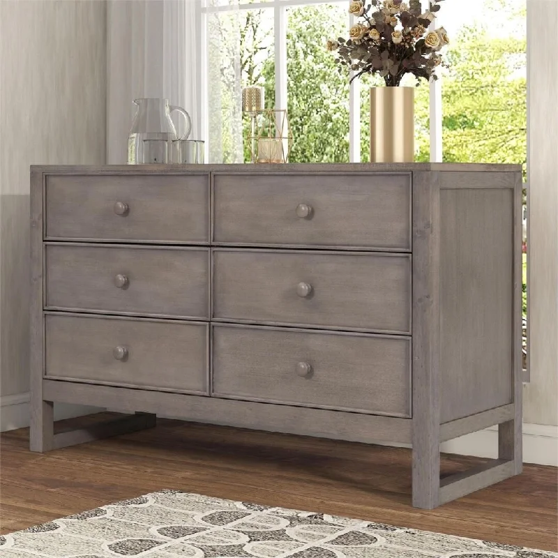 6 Drawers Wooden Chest Modern Dresser Storage Cabinet Bedside Grey