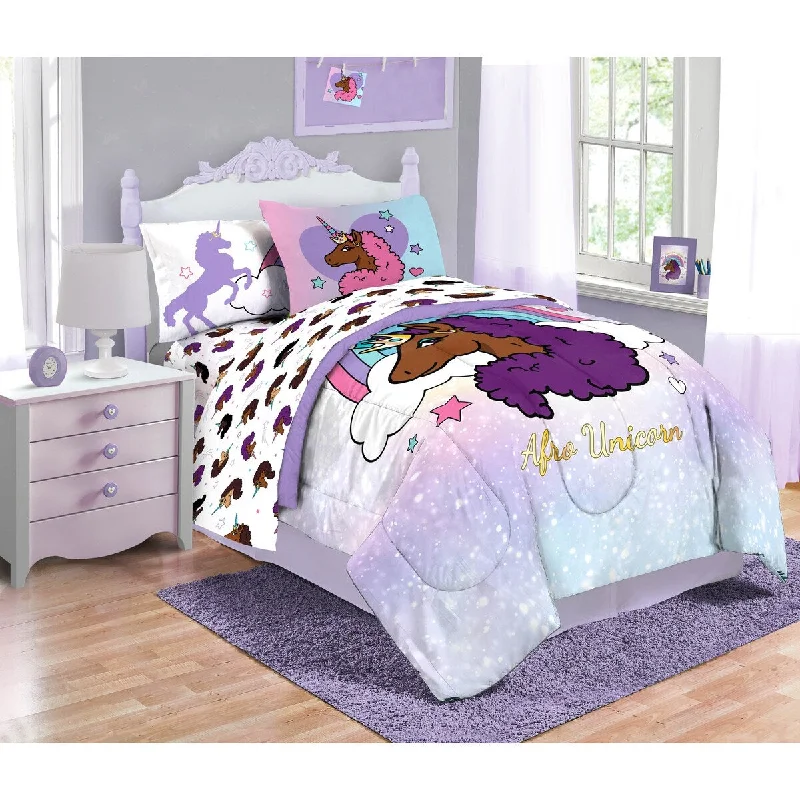 Afro Unicorn Unique, Divine, Magical Bed Set with Sham