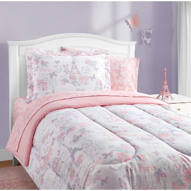 ALEX + BELLA Parisian Petals Floral Pink Soft Microfiber Bed In A Bag Set