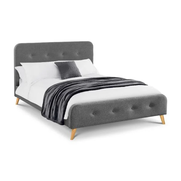 Astrid Curved Retro Buttoned Double Bed 135cm Grey