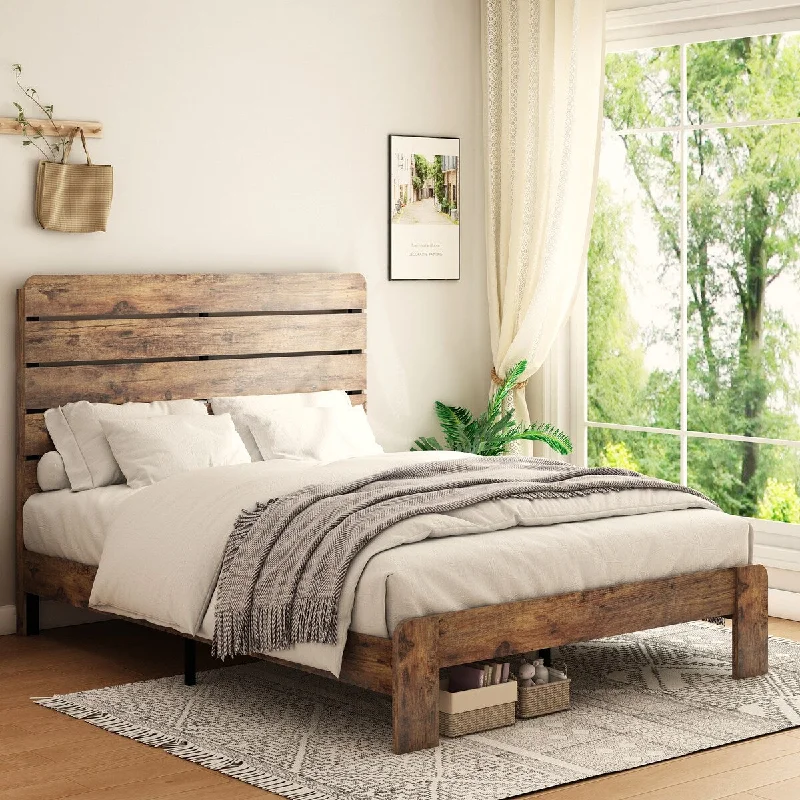 Bed Frame Queen Size, Wood Platform Bed Frame