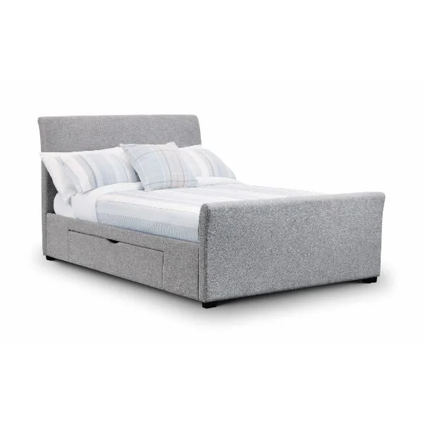 Capri Fabric Bed With Drawers Light Grey Double 135cm