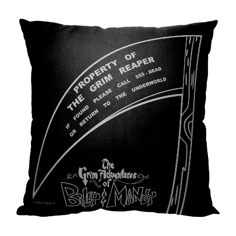 Cartoon Network Billy and Mandy Property of the Grim Reaper 18 Inch Throw Pillow