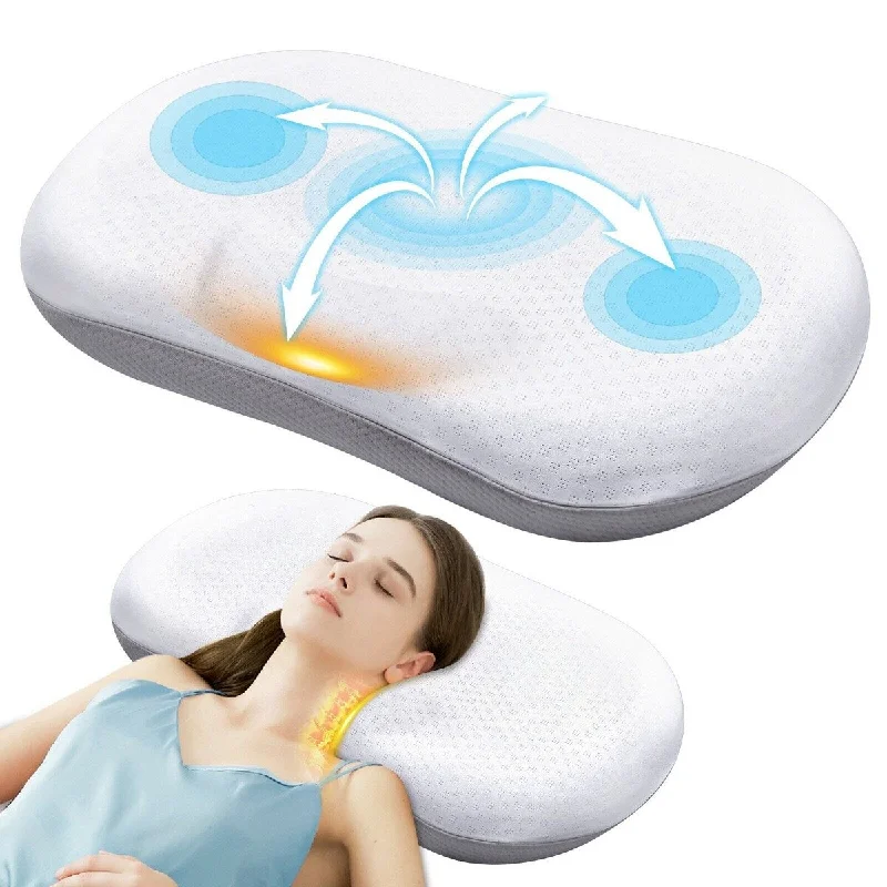 Cooling Cervical Memory Foam Bed Pillow for Neck Support - white