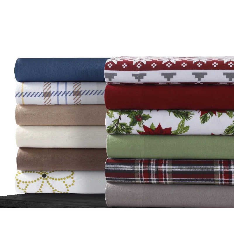 Cotton Flannel Extra Deep Pocket Bed Sheet Set with Oversize Flat Sheet