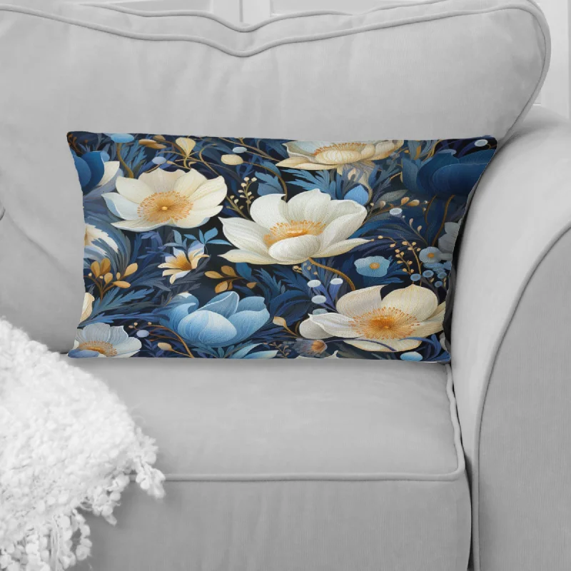 Designart "Blue Oasis Floral Blooming Garden" Floral Printed Throw Pillow