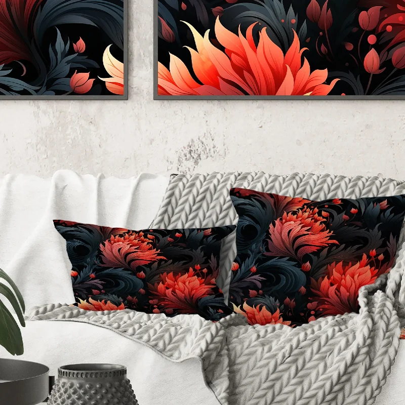 Designart "Ember Twilight Moody Patterns" Floral Printed Throw Pillow