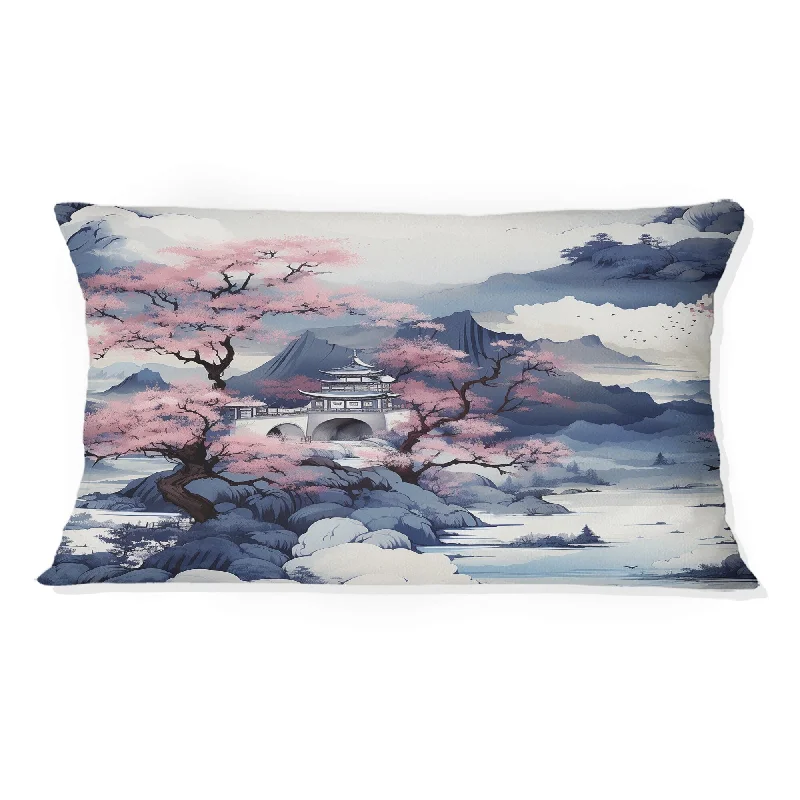 Designart "Ink China Landscape II" Chinese Printed Throw Pillow