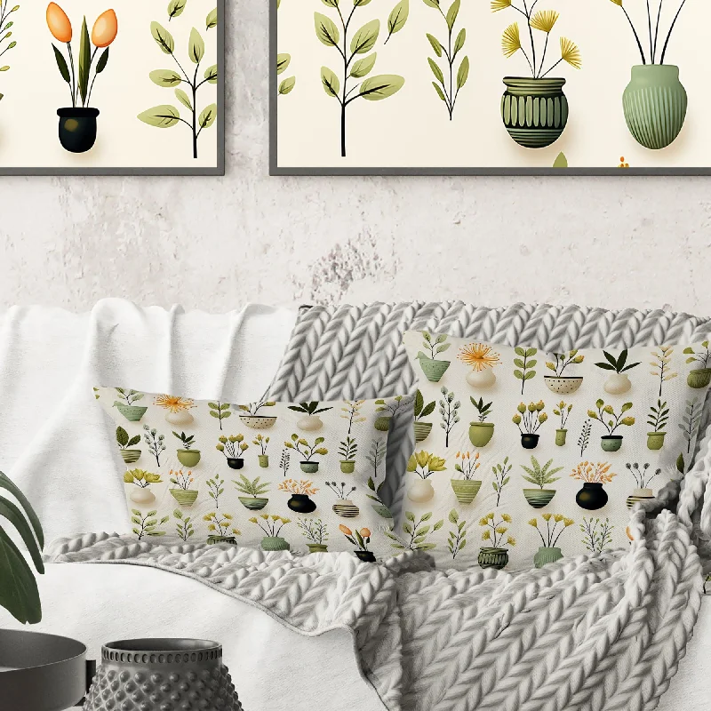 Designart "Minimalist Garden" Botanical Printed Throw Pillow