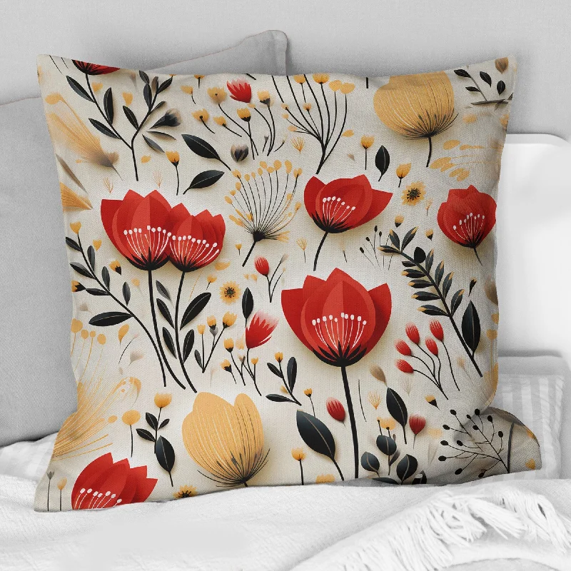 Designart "Minimalist Modern Charm Floral Botanics II" Floral Printed Throw Pillow