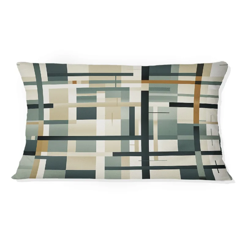 Designart "Natural Tones Grey And Beige Stripes" Geometric Printed Throw Pillow