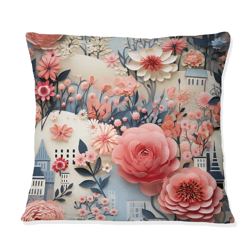 Designart "Pink Bouquet Oasis Floral City Dreams" Floral Printed Throw Pillow