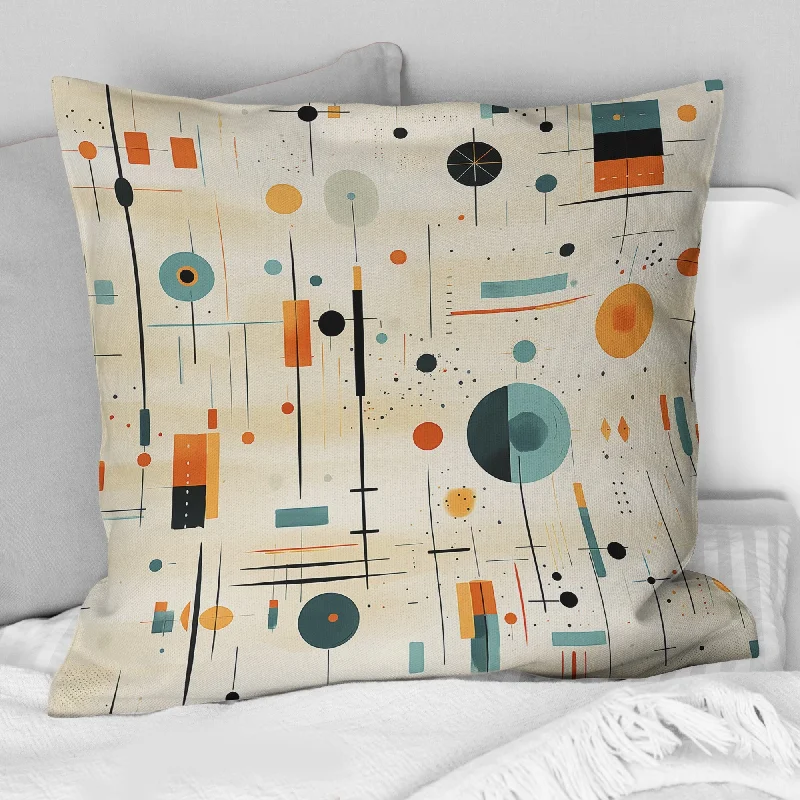 Designart "Teal And Orange Mid Century Geometric Pattern" Geometric Printed Throw Pillow