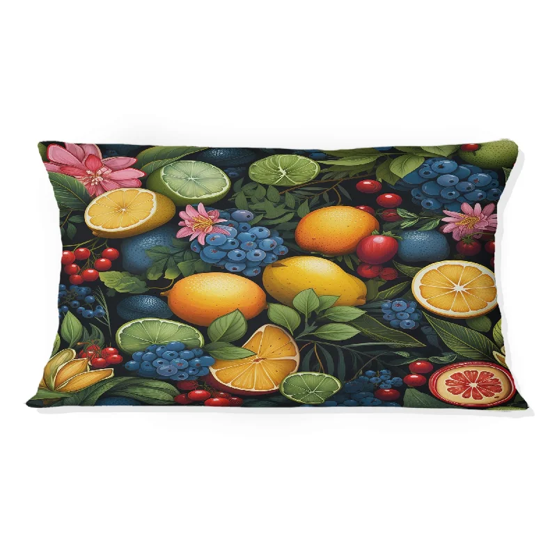 Designart "tropical fruit kitchen pattern" Food & Beverage Printed Throw Pillow