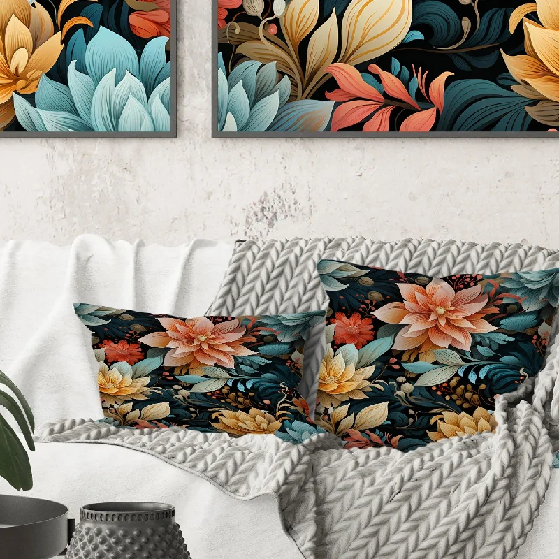 Designart "Ultramodern Botanics Floral Pattern III" Floral Printed Throw Pillow