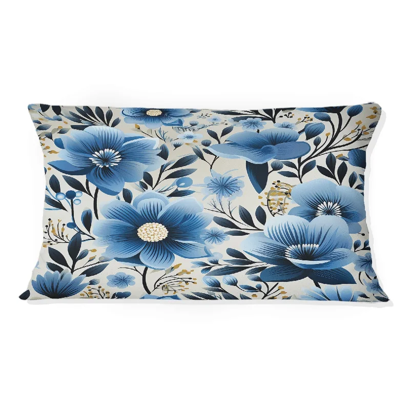 Designart "Vintage Blue And Beige Floral Pattern " Floral Printed Throw Pillow