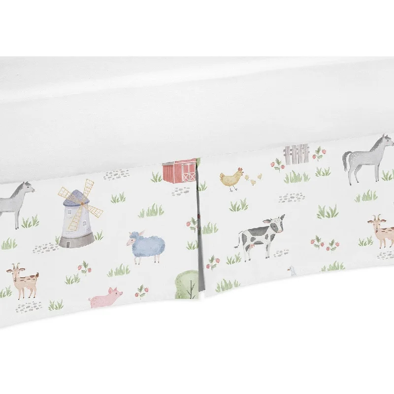 Farm Animals Collection Boy or Girl Crib Bed Skirt - Watercolor Farmhouse Horse Cow Sheep Pig