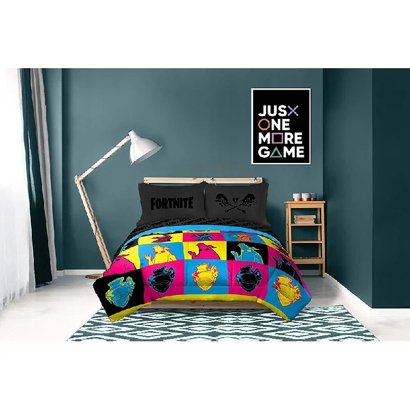 Fortnite Neon Warhol 4 Piece Twin Bed in a Bag Set