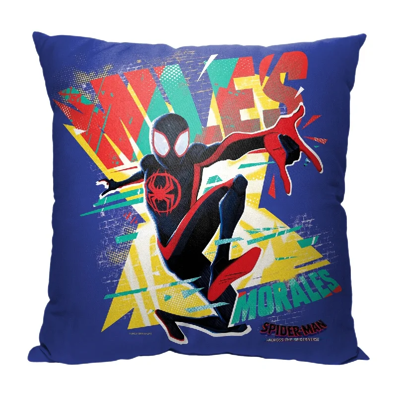 Marvel Spiderman Across the Spiderverse Its Miles 18X18 Throw Pillow