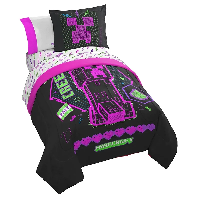 Minecraft Cyber Neon Twin Bed Set