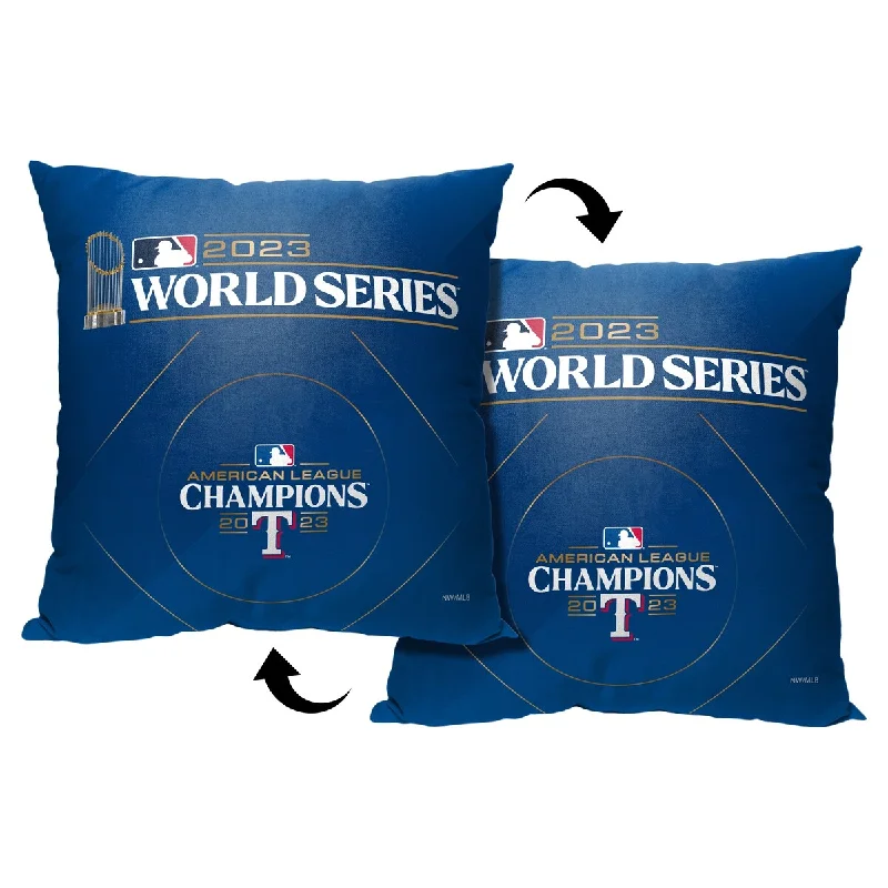 MLB 2023 World Series Participant Manifest Texas Rangers Printed Throw Pillow - Blue