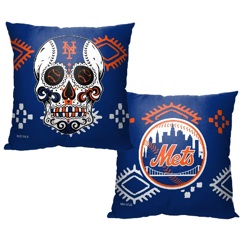 MLB New York Mets Candy Skull 18 Inch Throw Pillow