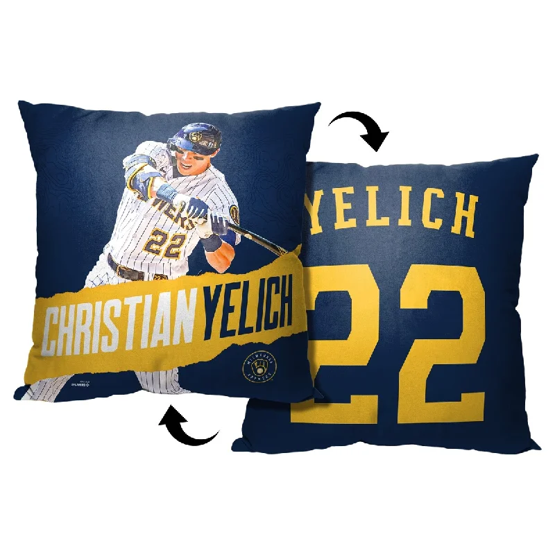 MLB Player Milwaukee Brewers Christian Yelich 18 Inch Throw Pillow