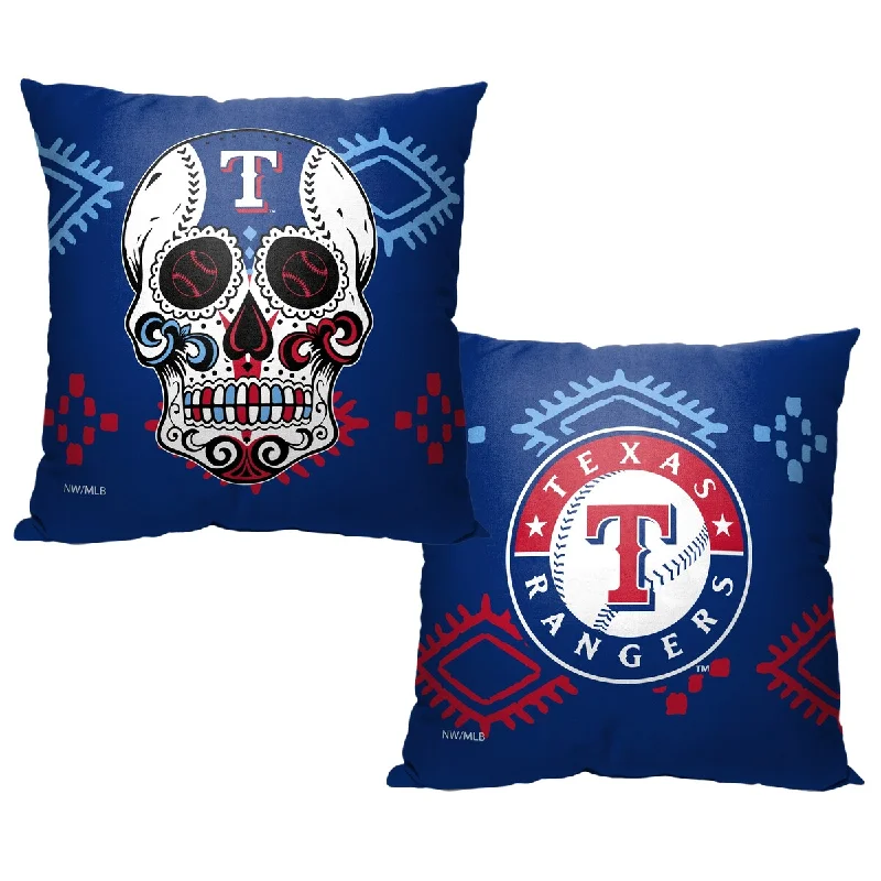 MLB Texas Rangers Candy Skull 18 Inch Throw Pillow