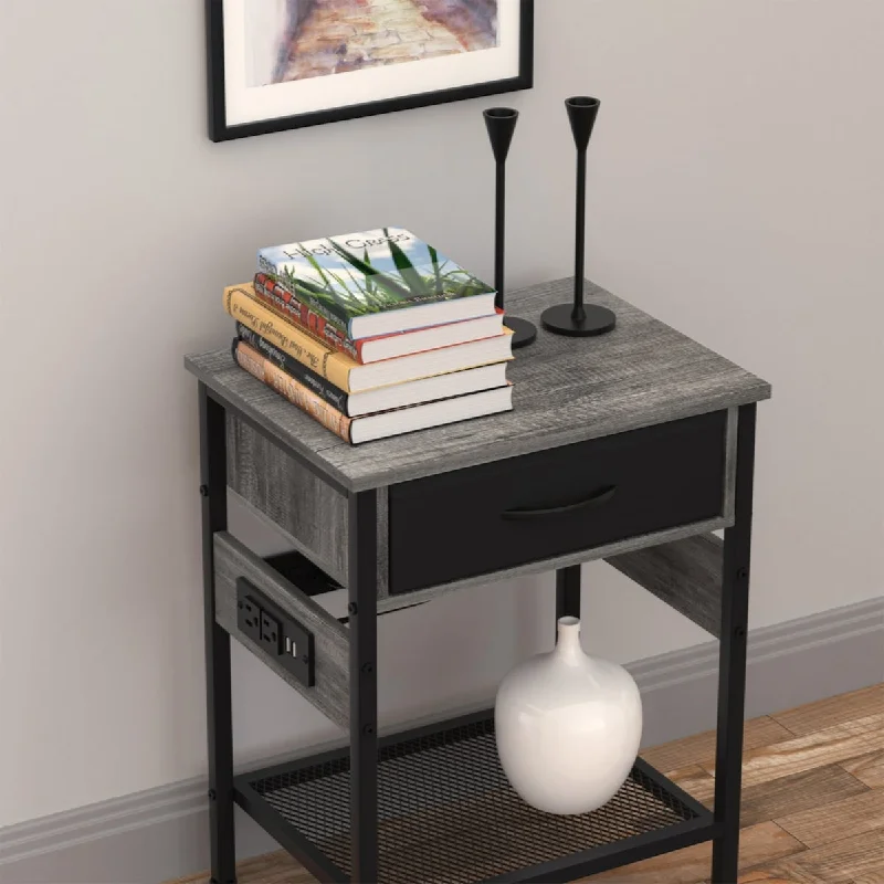 Modern End Table for Living Room Bedroom, Set of 2,Grey