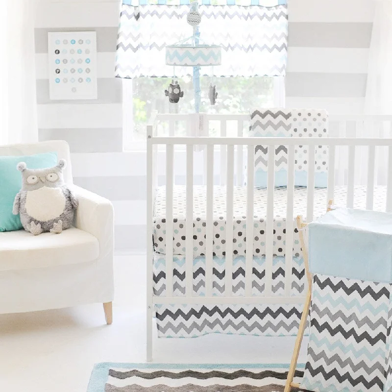 My Baby Sam Chevron Baby in Aqua 3-piece Crib Bedding Set