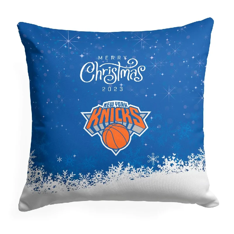 NBA Christmas 2023 Knicks Printed Throw Pillow - Blue