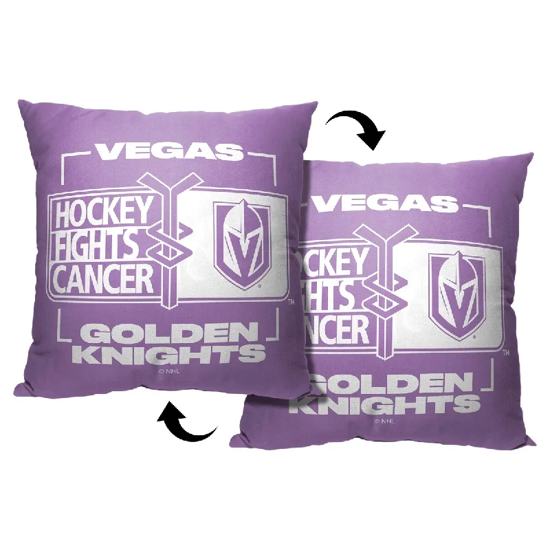 NHL Hockey Fights Cancer Fight For Golden Knights Printed Throw Pillow - Purple