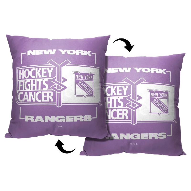 NHL Hockey Fights Cancer Fight For Ny Rangers Printed Throw Pillow - Purple