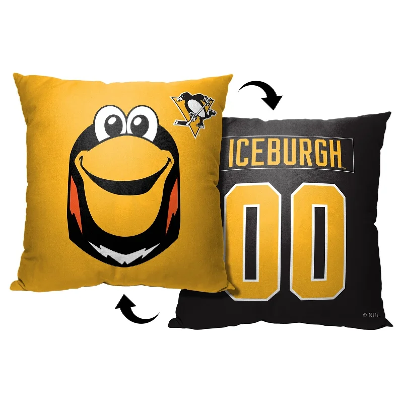 NHL Mascot Love Penguins Printed Throw Pillow - Yellow