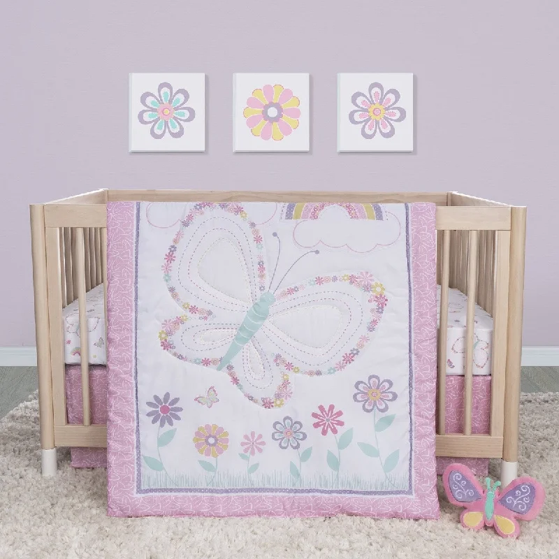 Sammy & Lou Floral Butterfly 4 Piece Crib Bedding Set