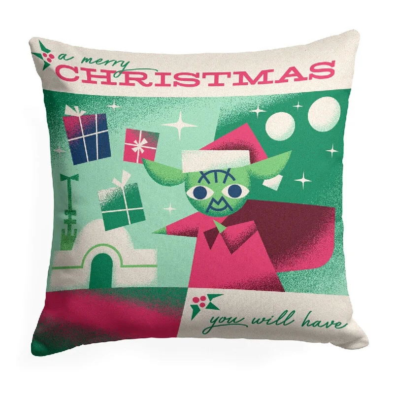 Star Wars Classic Merry Christmas You Will Have Printed Throw Pillow - Green