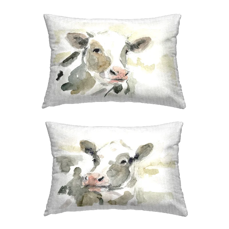 Stupell Watercolor Holstein Farm Cows Decorative Printed Throw Pillow Design by Lil' Rue (Set of 2)