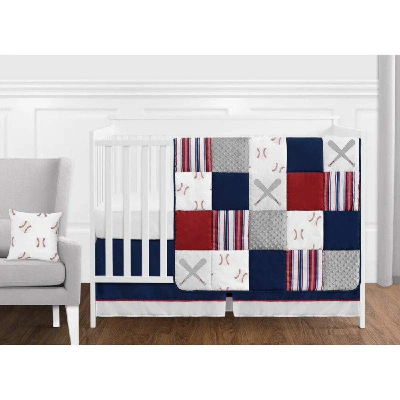 Sweet Jojo Designs Red, White and Blue Baseball Patch Sports Collection Boy 11-piece Crib Bedding Set