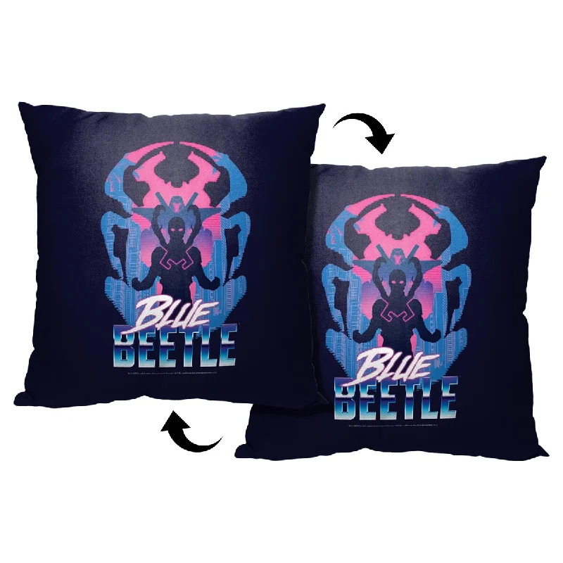 WB Blue Beetle Palmera City Printed Throw Pillow - Black