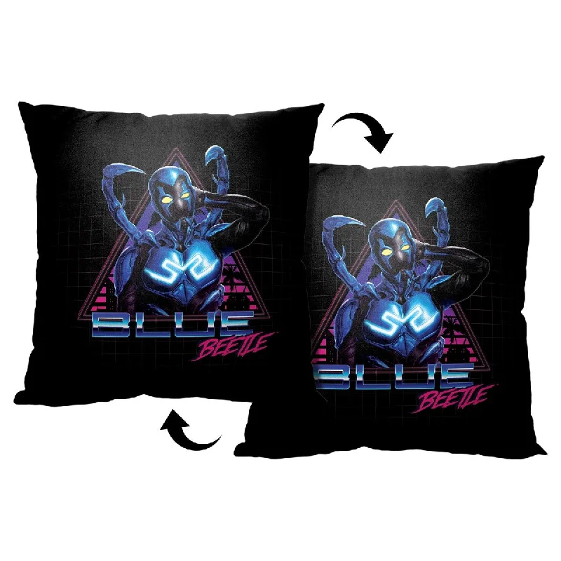 WB Blue Beetle Super Future Printed Throw Pillow - Black