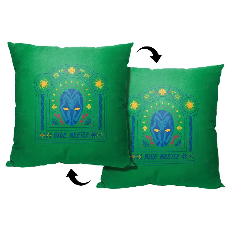 WB Blue Beetle Symbiotic Host Printed Throw Pillow - Green