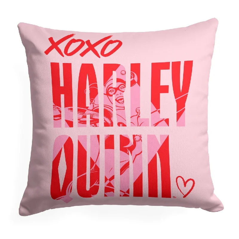 WB/DC Harleys Love Printed Throw Pillow - Pink