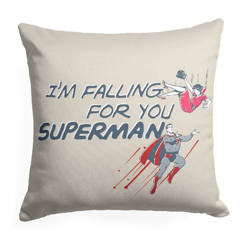 WB/DC Superman Falling for you 18 Inch Throw Pillow - Off-White