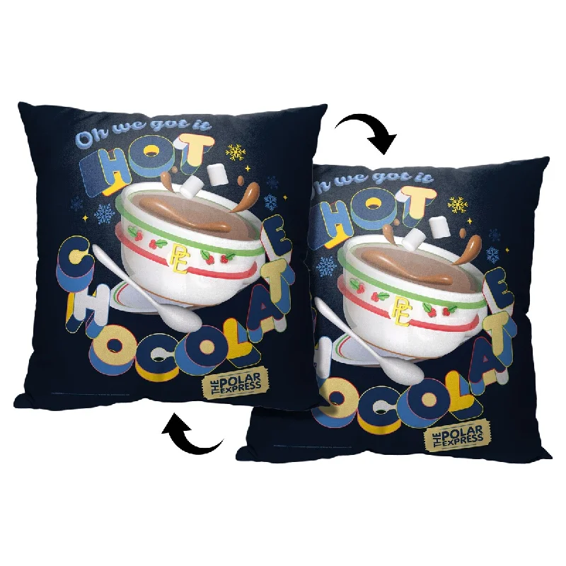 WB Polar Express Hot Chocolate Printed Throw Pillow - Black