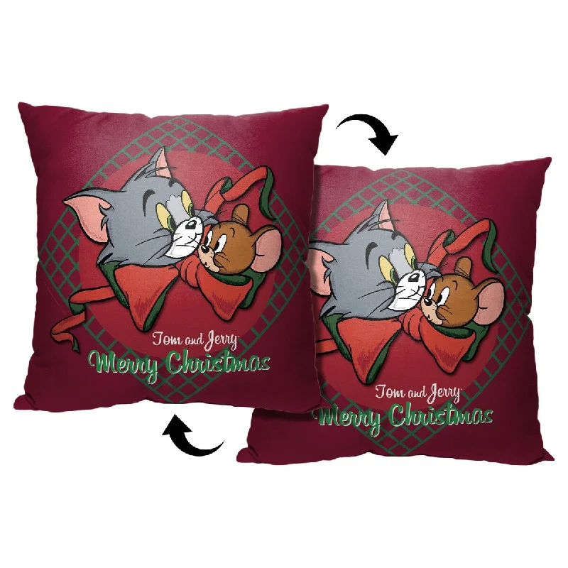 WB Tom and Jerry Merry Tom and Jerry Printed Throw Pillow - Red