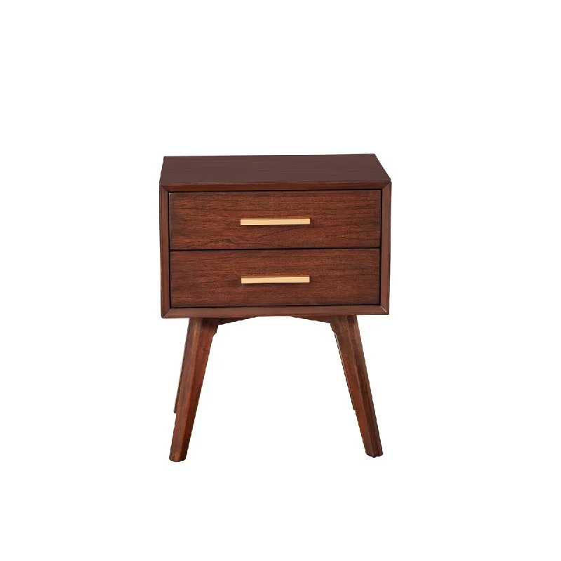 1621APB Walnut Modern 2 Drawer Nightstand