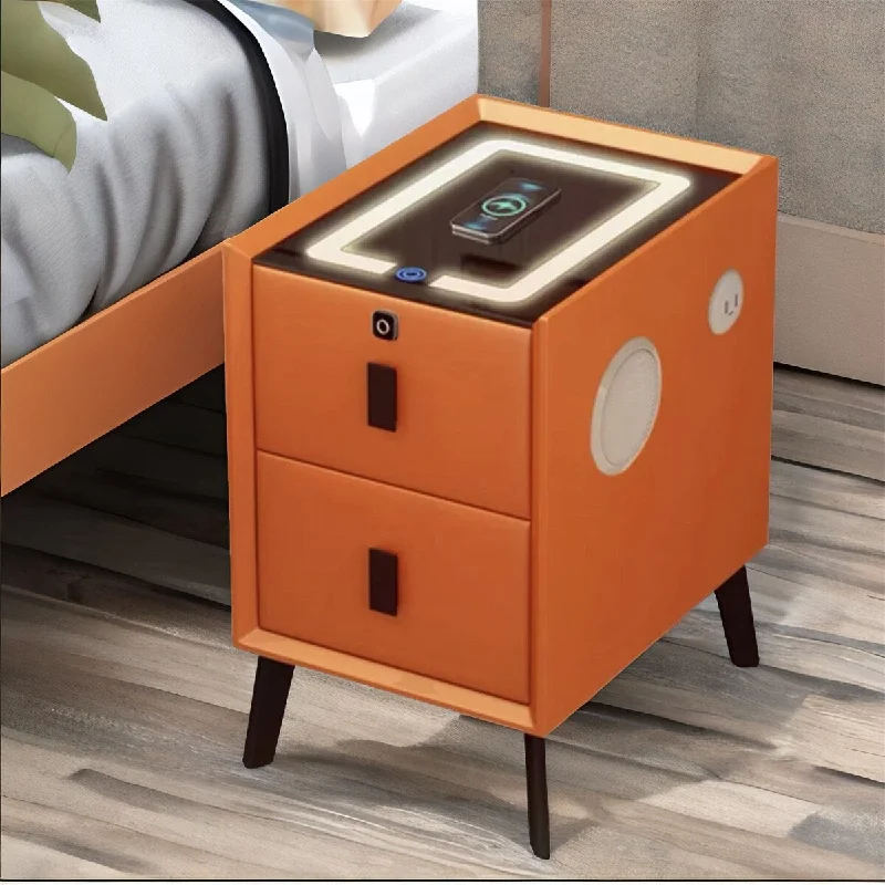 2 Drawer Smart Lighted Nightstand with Charging Station