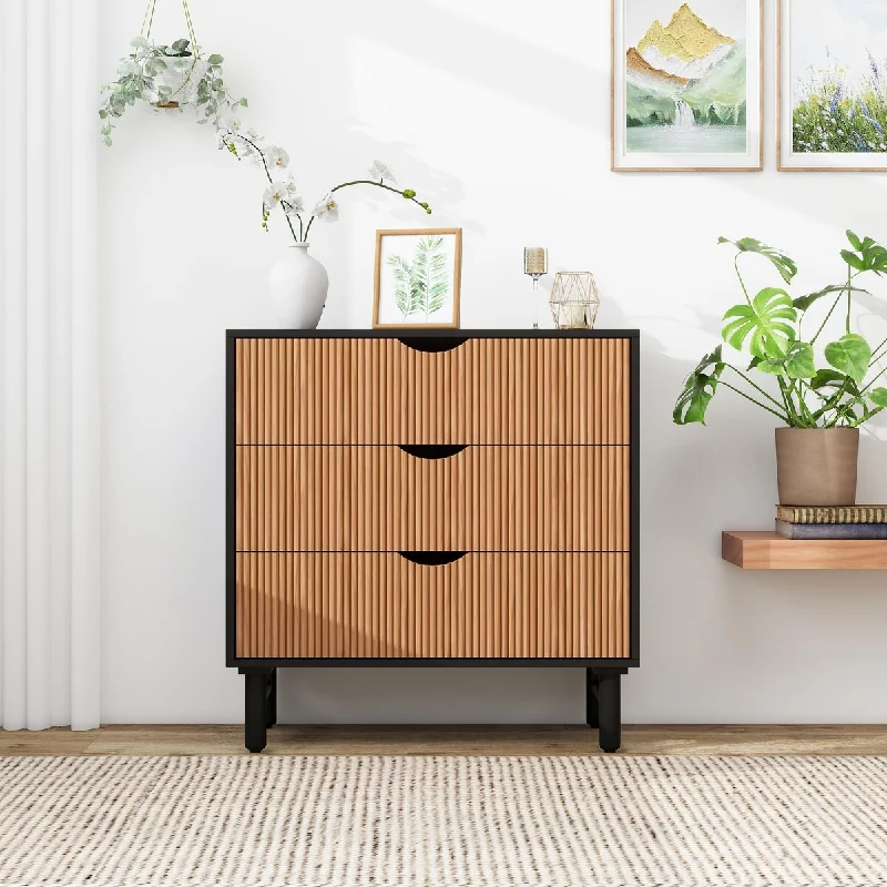 3-Drawer Wooden Cabinet Nightstand