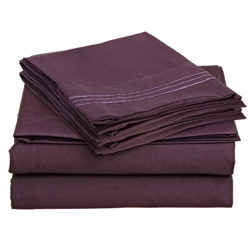 4 Piece 1600 Count Super Soft Sheet Set Full Purple