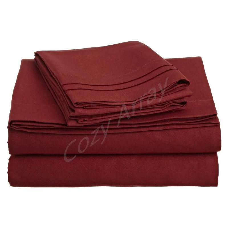 4 Piece 1600 Count Super Soft Sheet Set Full Red